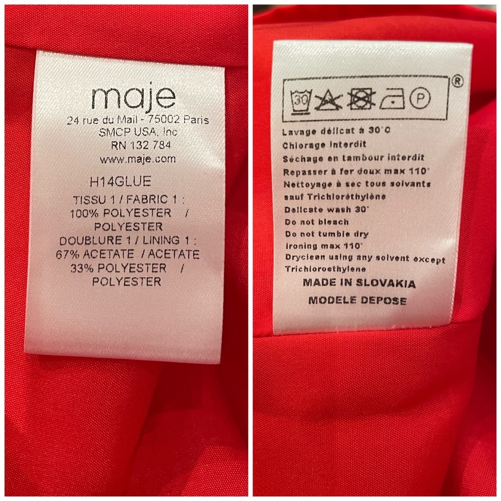 NWT Maje Paris Framboise Red Peplum Sheath Dress - Picture 14 of 15